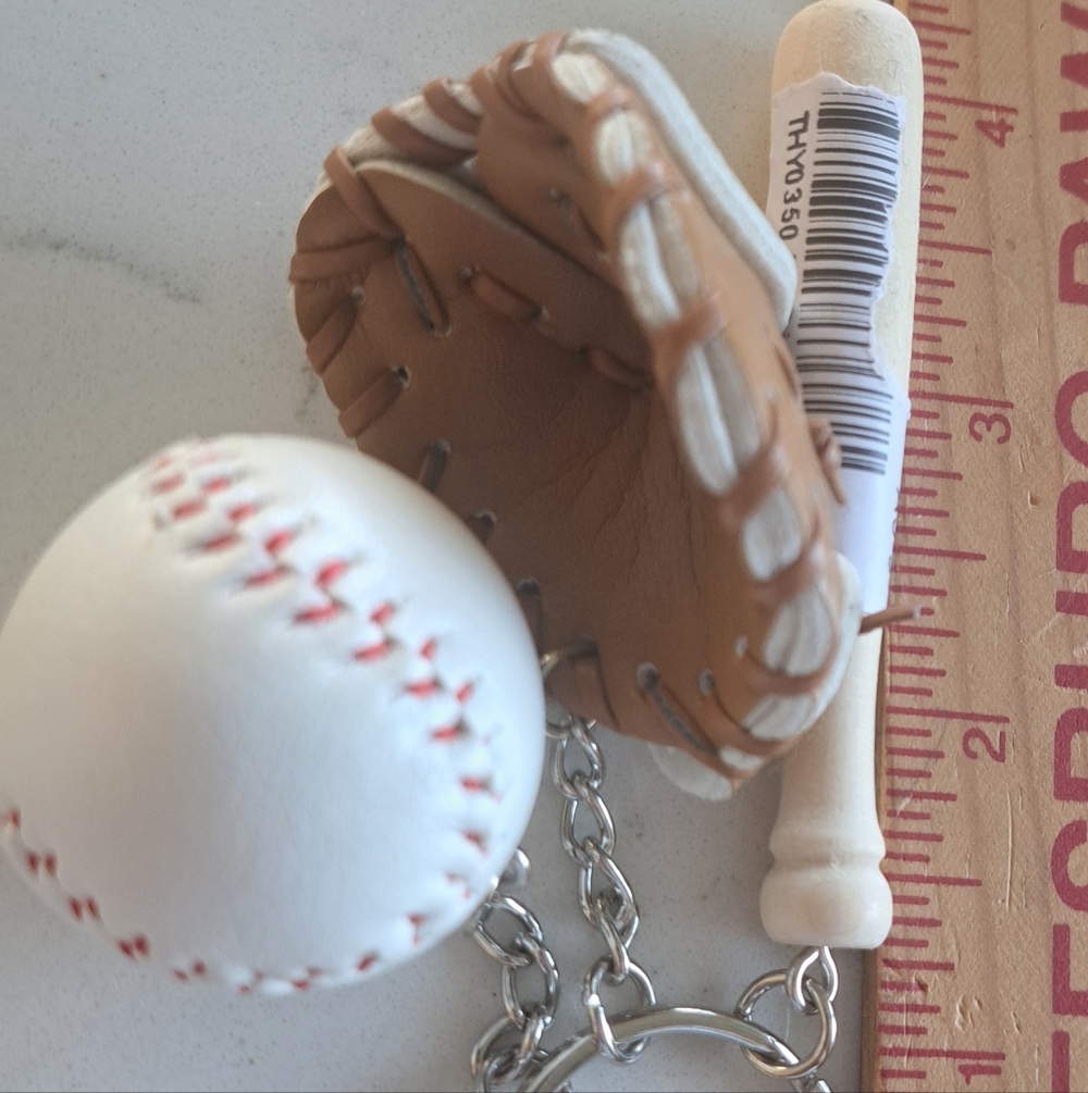 Baseball Glove and Bat Keychain Set - Picture 3 of 3